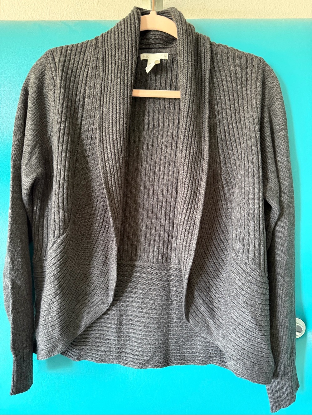 H&M Basic Dark Gray Ribbed Open-Front Cardigan